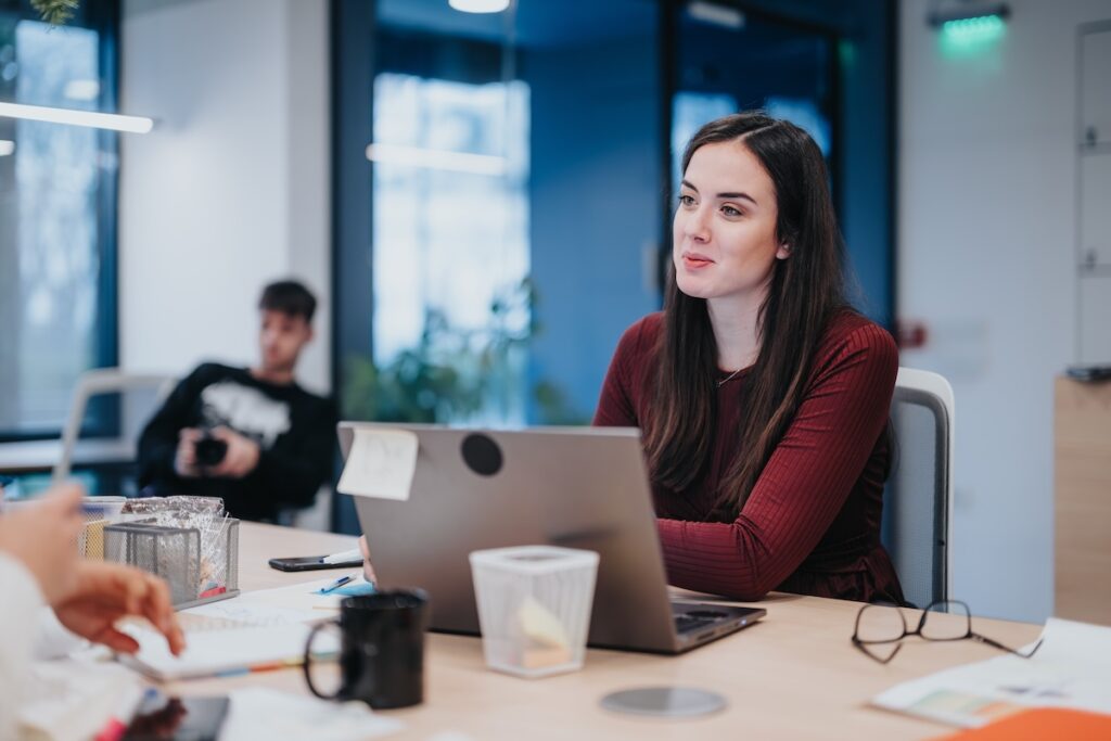 Small business employees working on public relations tasks
