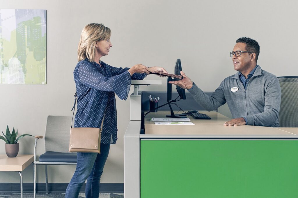 a client using small business tax drop off