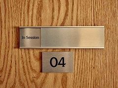 Sarah Murray's office door - therapy in session