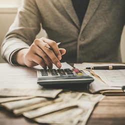 man performing cash basis accounting